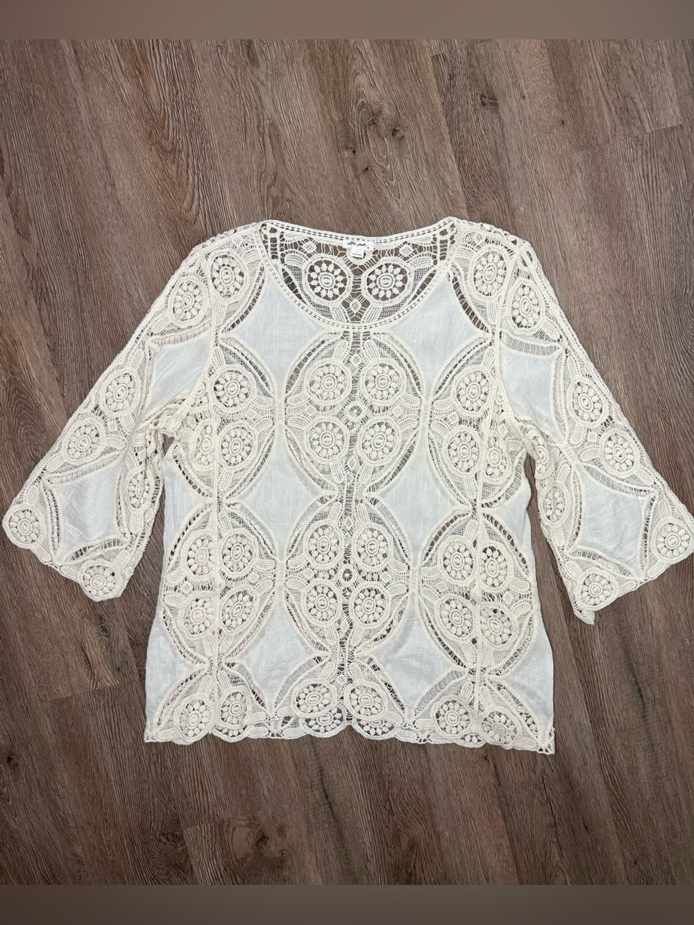 Ultra Pink Cream Lace Crochet Blouse - 100% Cotton